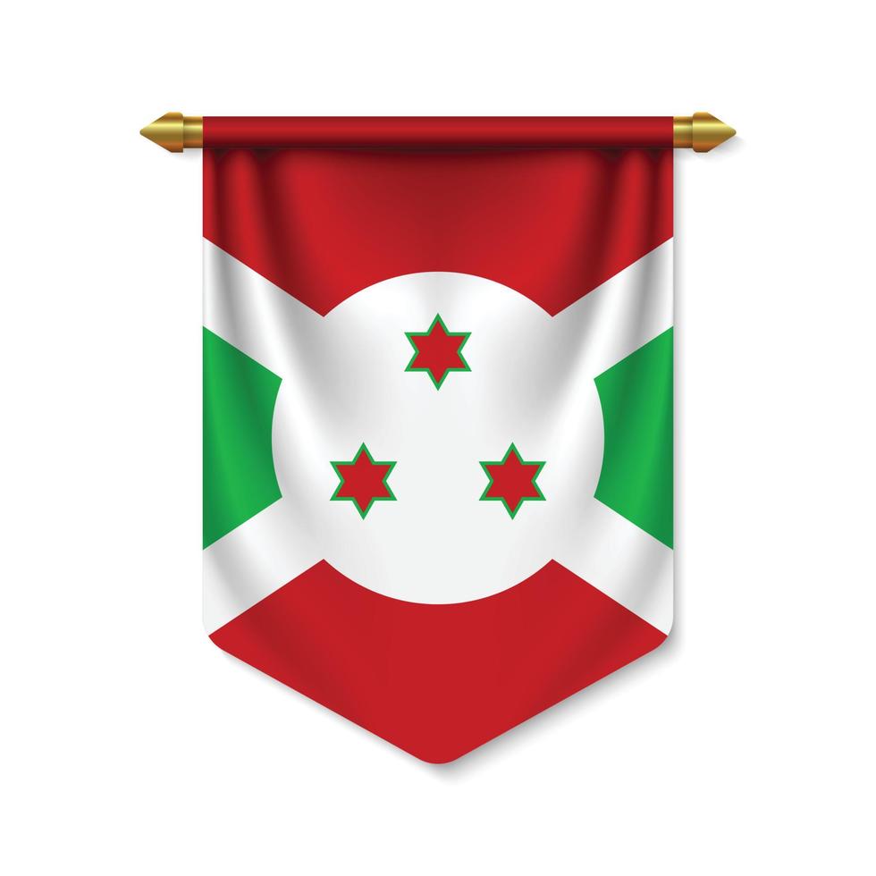 3d realistic pennant with flag vector
