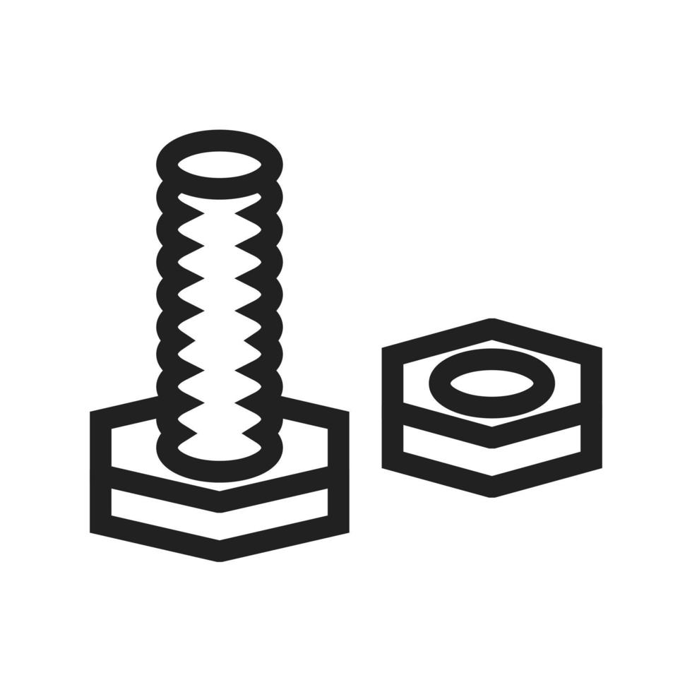 Nut and Bolt Line Icon vector