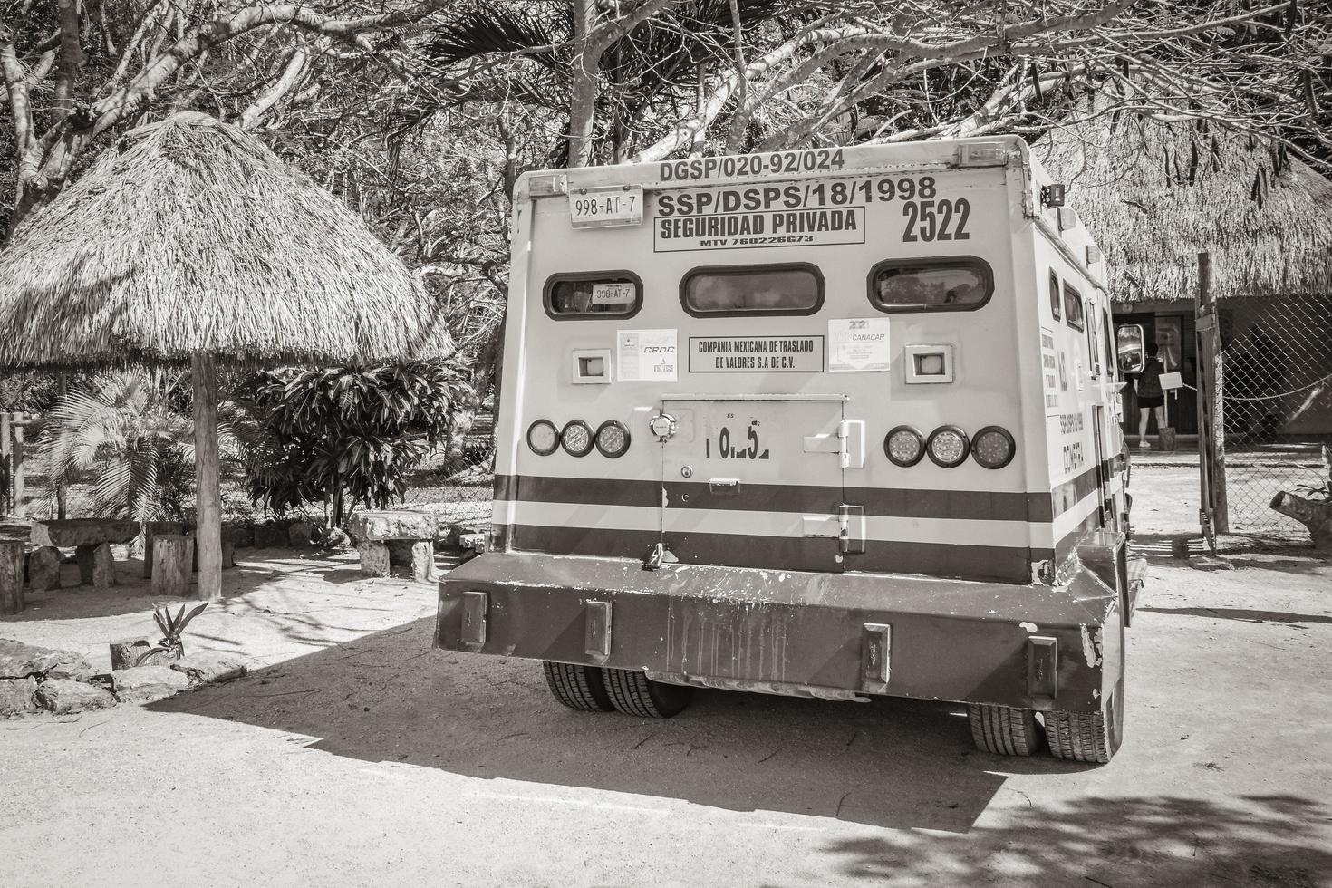 Tulum Quintana Roo Mexico 2018 Security cash money transporter truck in Mexico. photo