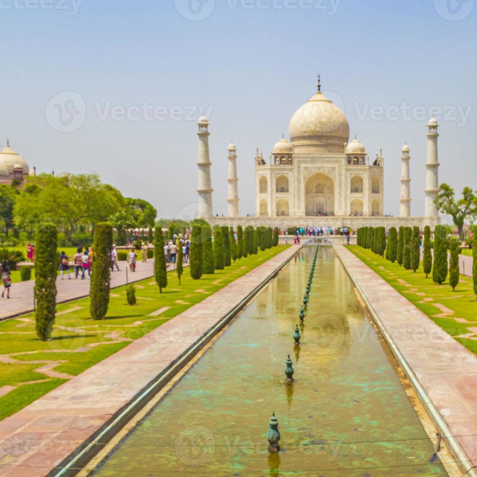 Taj Mahal panorama in Agra India with amazing symmetrical gardens. photo