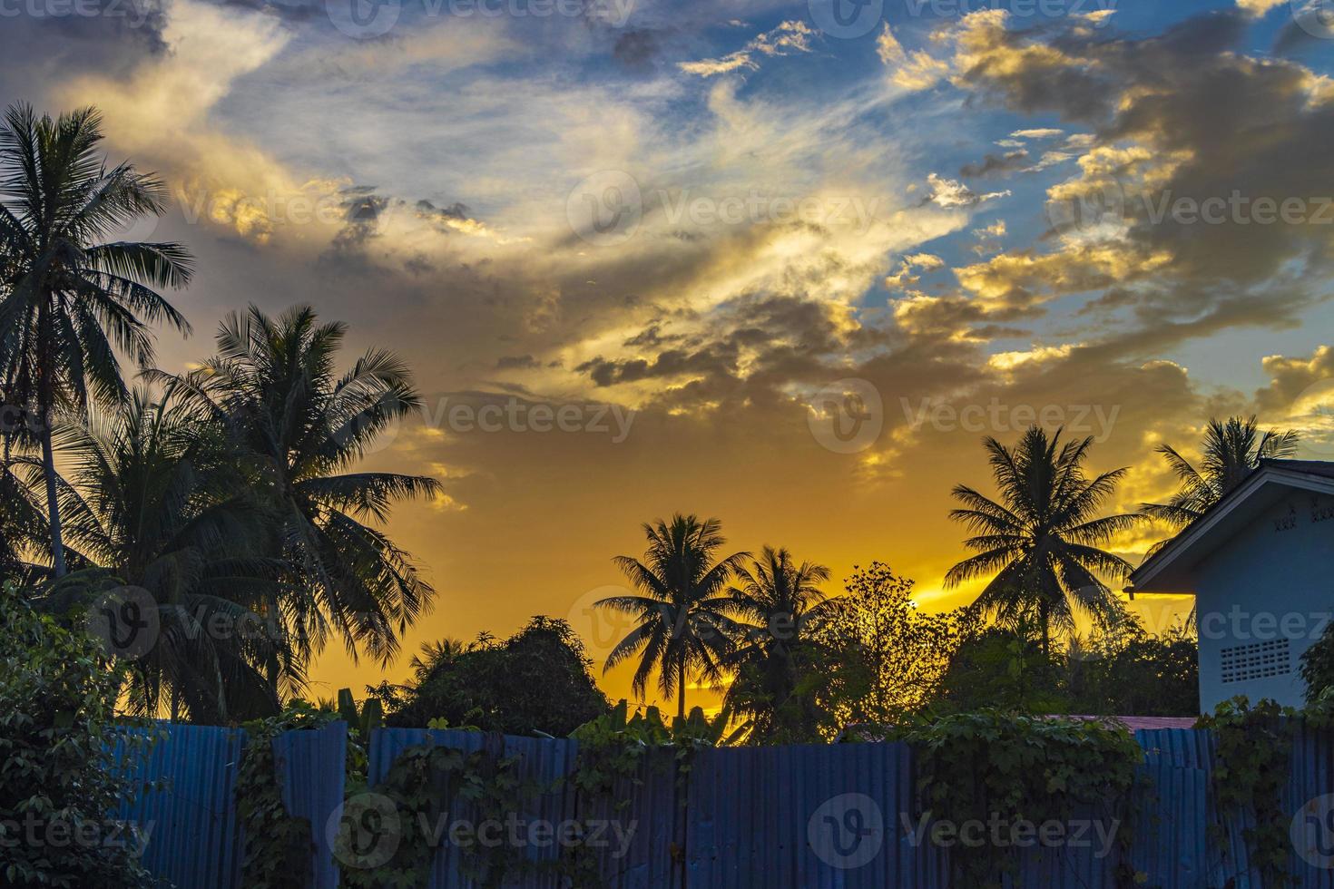 Sunset at panorama landscape Mekong river and Luang Prabang Laos. photo