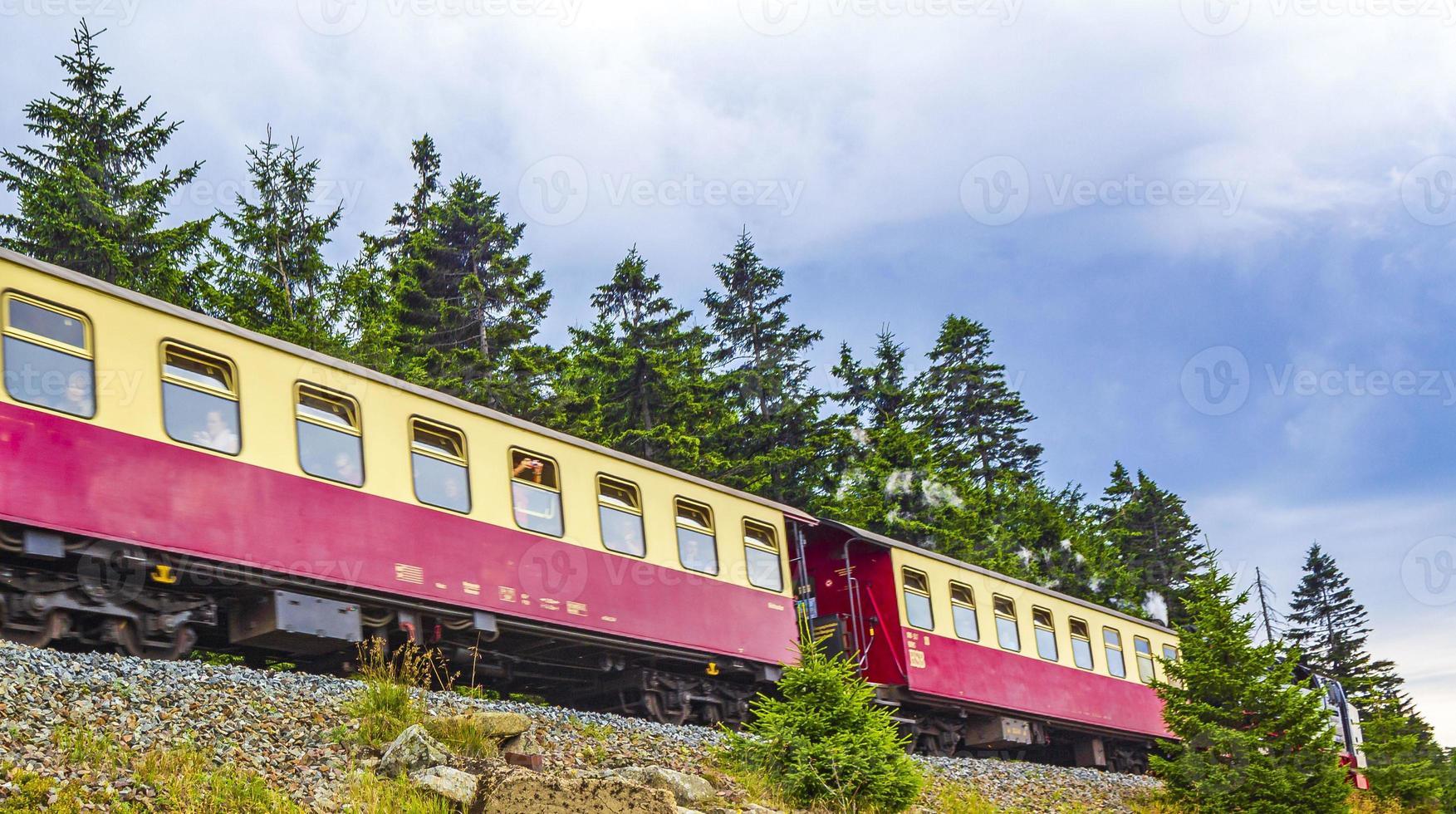 Brockenbahn Locomotive railway train at Brocken mountain peak Harz Germany. photo