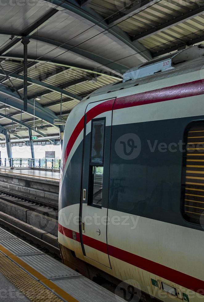 Train metro Makkasan station Airport rail link Bangkok Thailand. photo