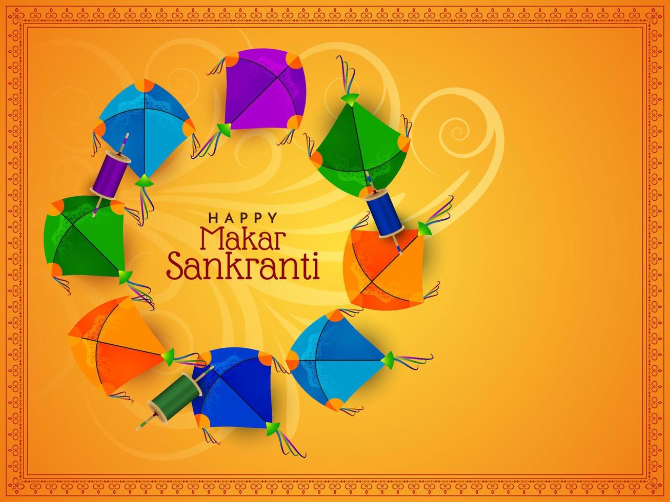 Makar Sankranti cultural Indian festival greeting card vector