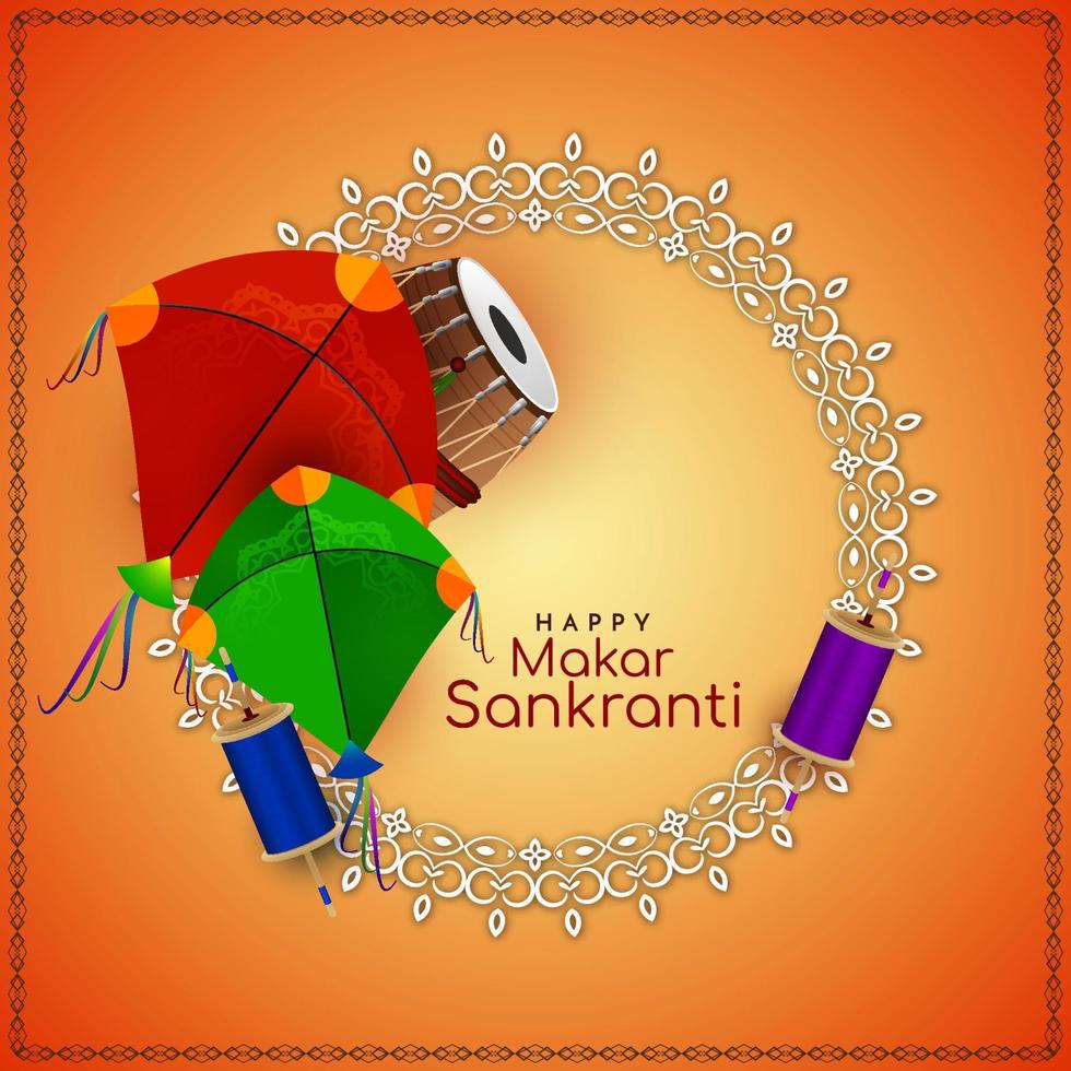 diseño de fondo del festival makar sankranti con cometas de colores vector