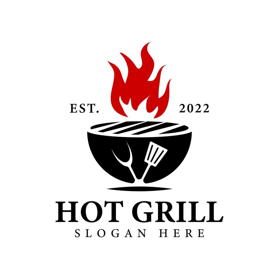 Hot grill logo templates vector