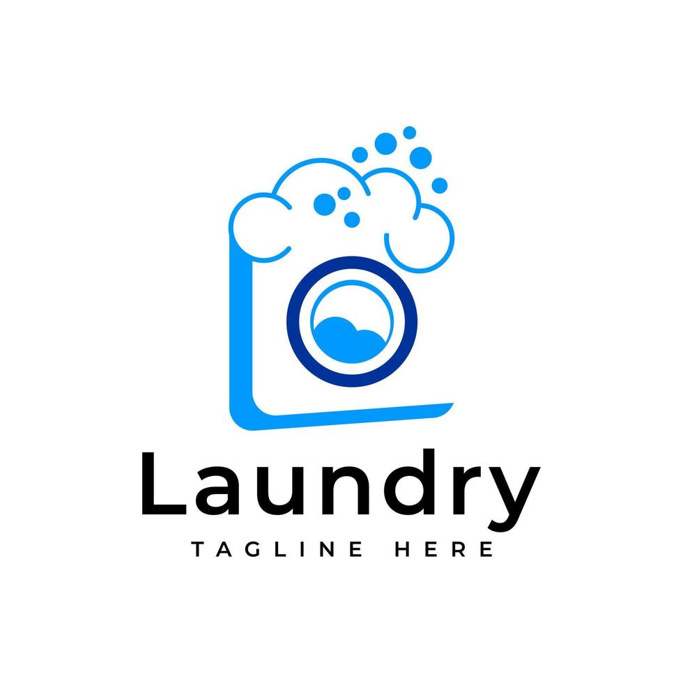 Laundry logo design template vector
