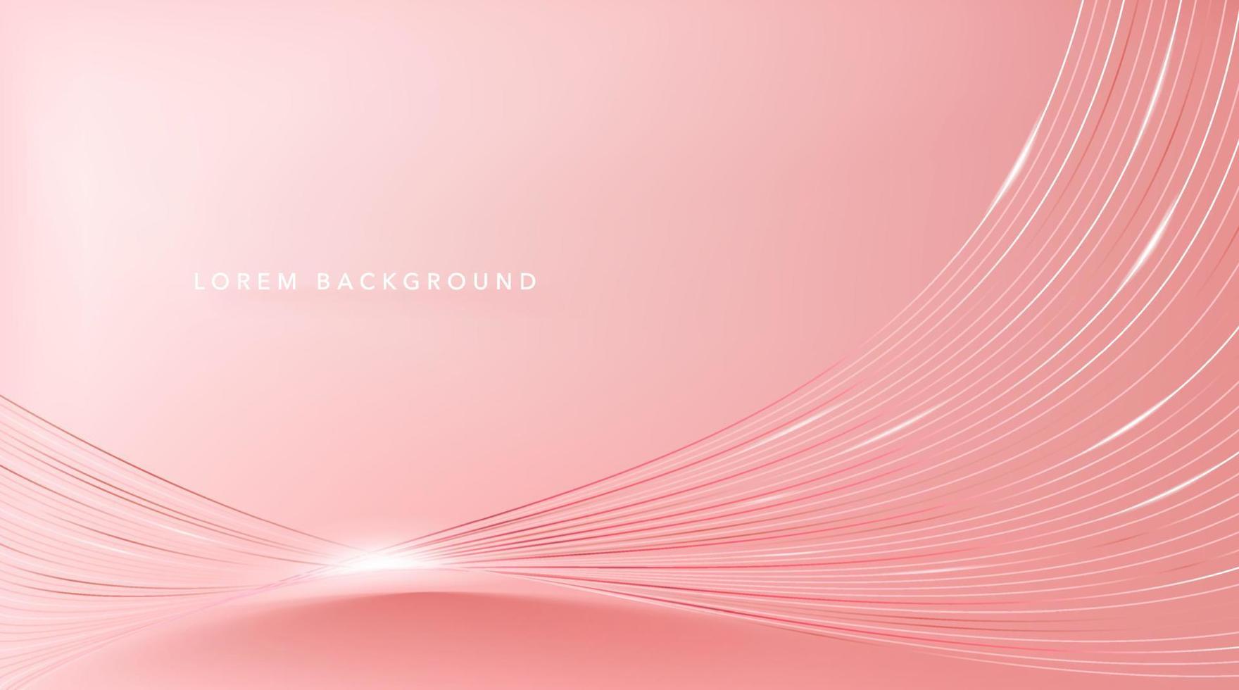 Elegant abstract pink background with thin wavy lines. vector