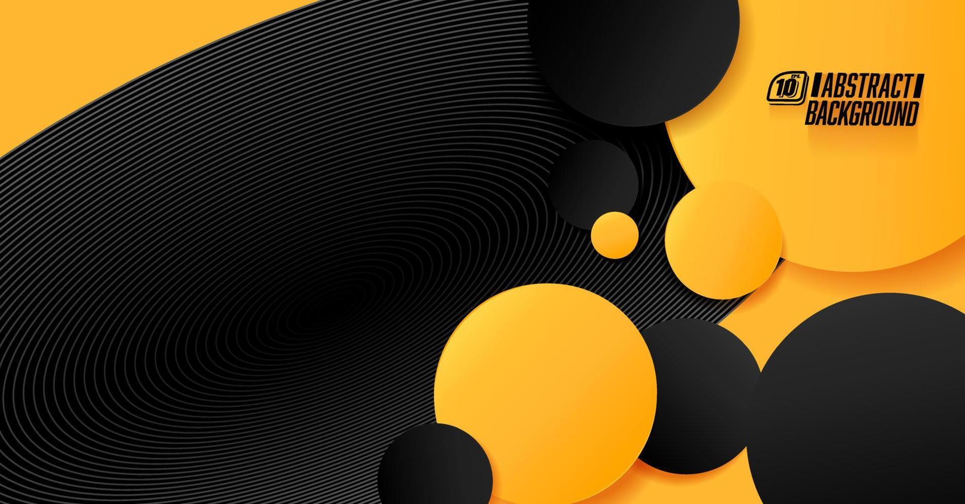 Black and yellow circles abstract tech banner design. Geometric vector background