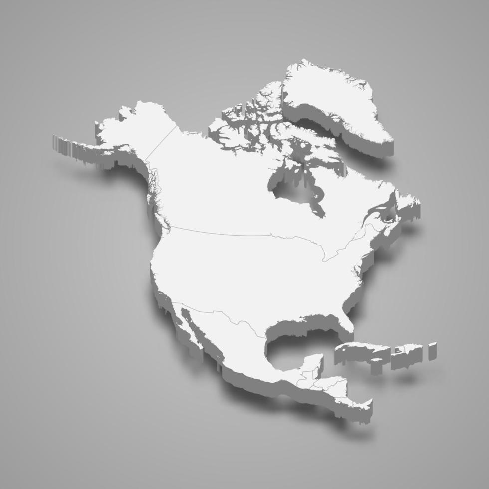 3d map of North America vector