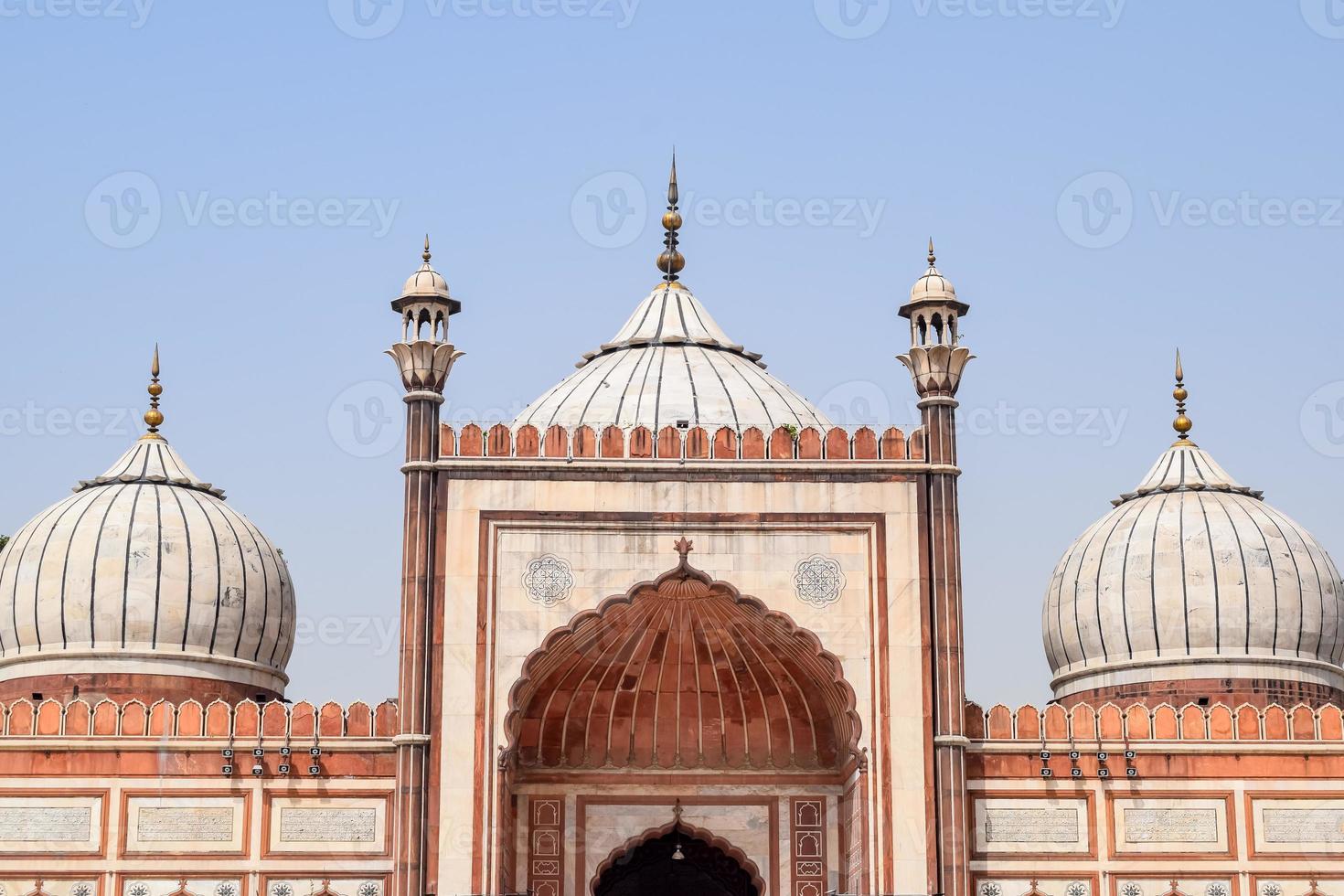 Architectural detail of Jama Masjid Mosque, Old Delhi, India, The spectacular architecture of the Great Friday Mosque Jama Masjid in Delhi 6 during Ramzan season, the most important Mosque in India photo