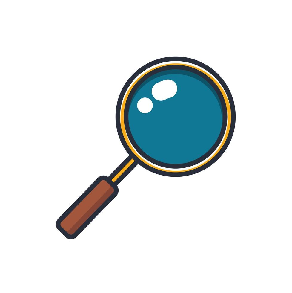 Colored thin icon of magnifying glass, business and finance concept vector illustration.