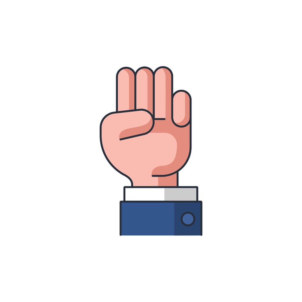 Colored thin icon of 3 fingers hand, sign and symbol sign concept vector illustration.