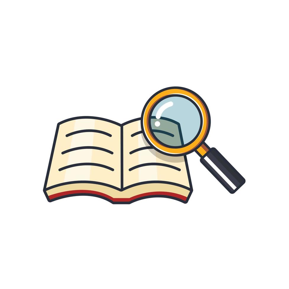 Colored thin icon of book checking, business and finance concept vector illustration.