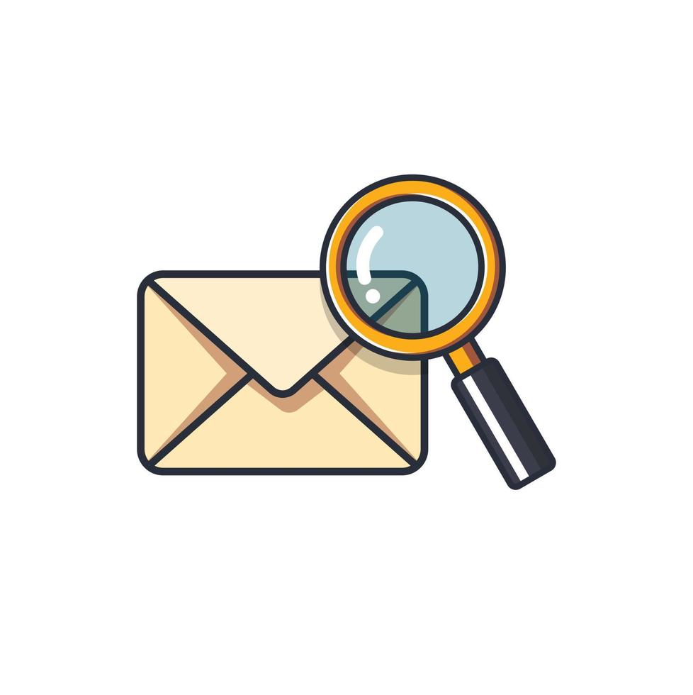 Colored thin icon of mail checking, business and finance concept vector illustration.