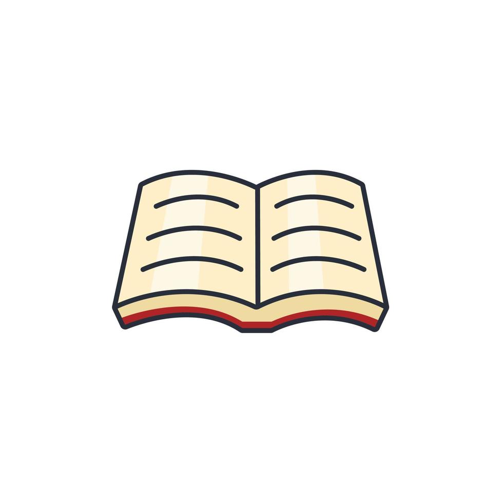 icono de color delgado de libro abierto, ilustración de vector de concepto de educación.