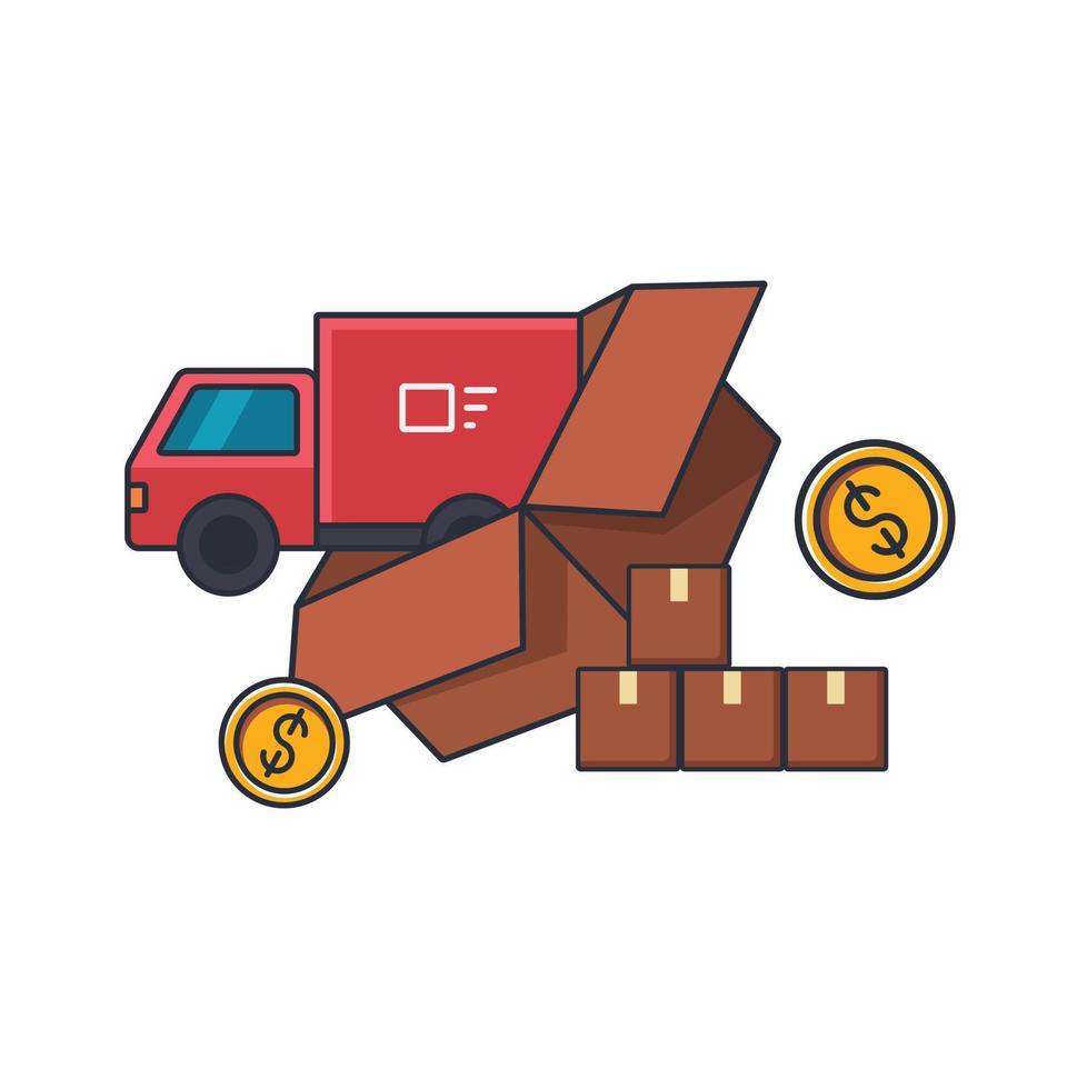 Collection colored thin icon of cargo delivery, business and transportation concept vector illustration.