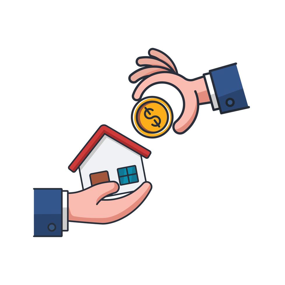 Collection colored thin icon of house trading, business and finance concept vector illustration.