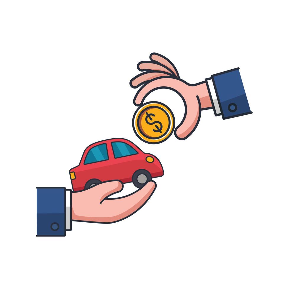 Collection colored thin icon of car trading, business and finance concept vector illustration.