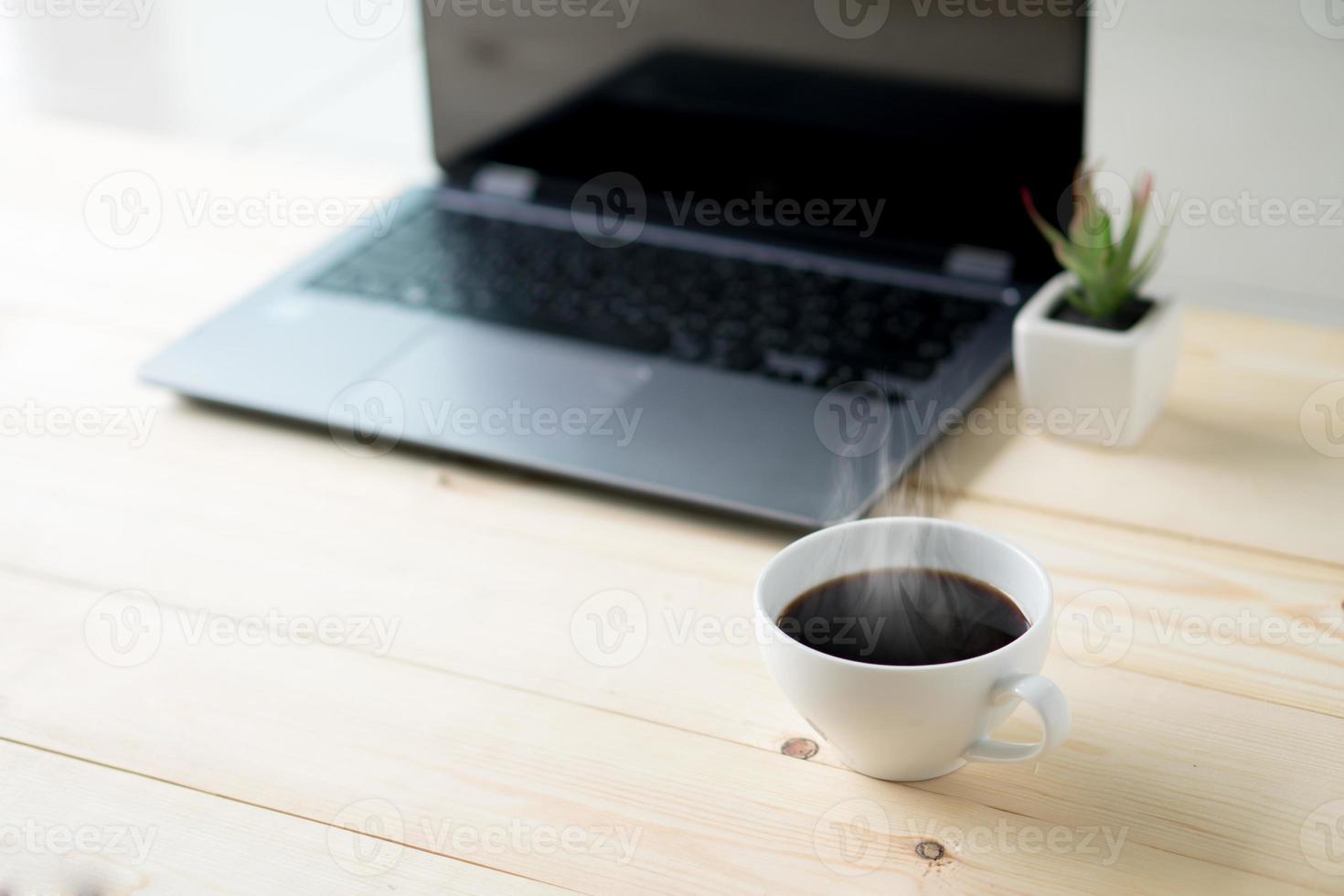 Modern office wood desk photo