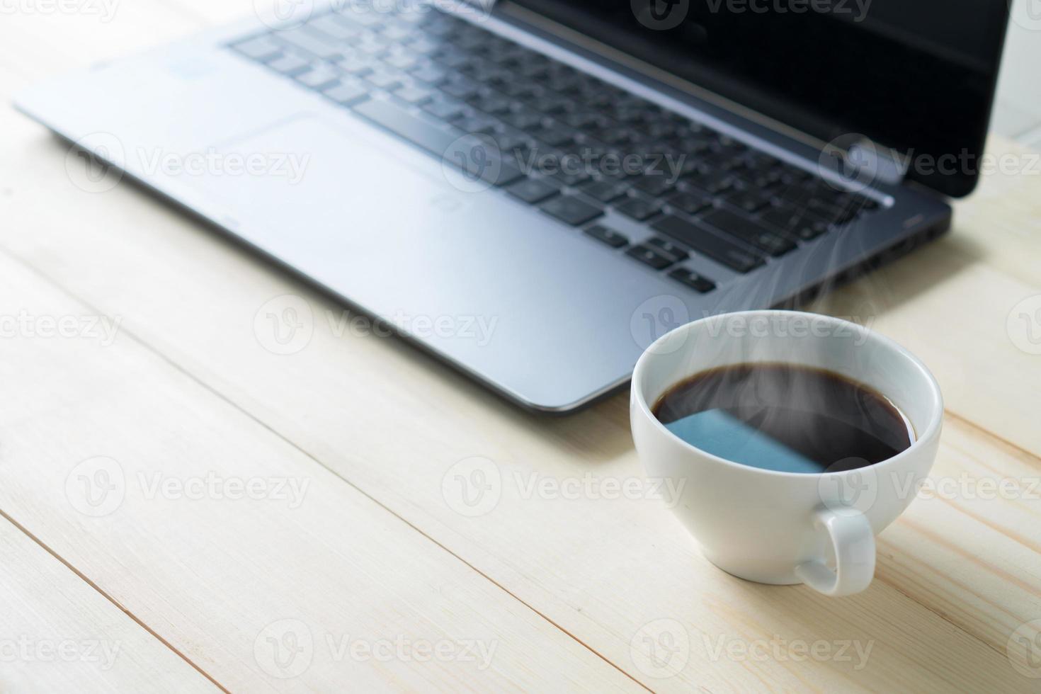 Modern office wood desk photo