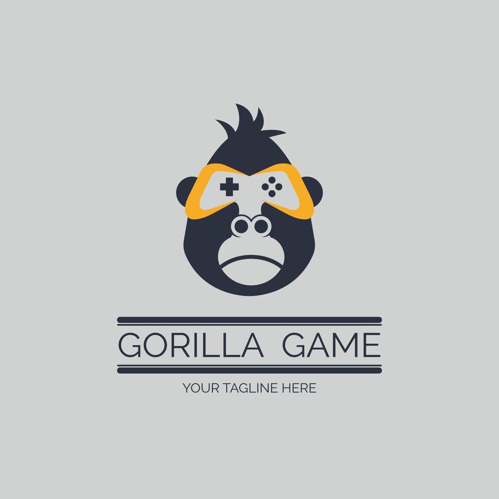 diseño de plantilla de logotipo de controlador de juego de cabeza de gorila para marca o empresa y otros vector