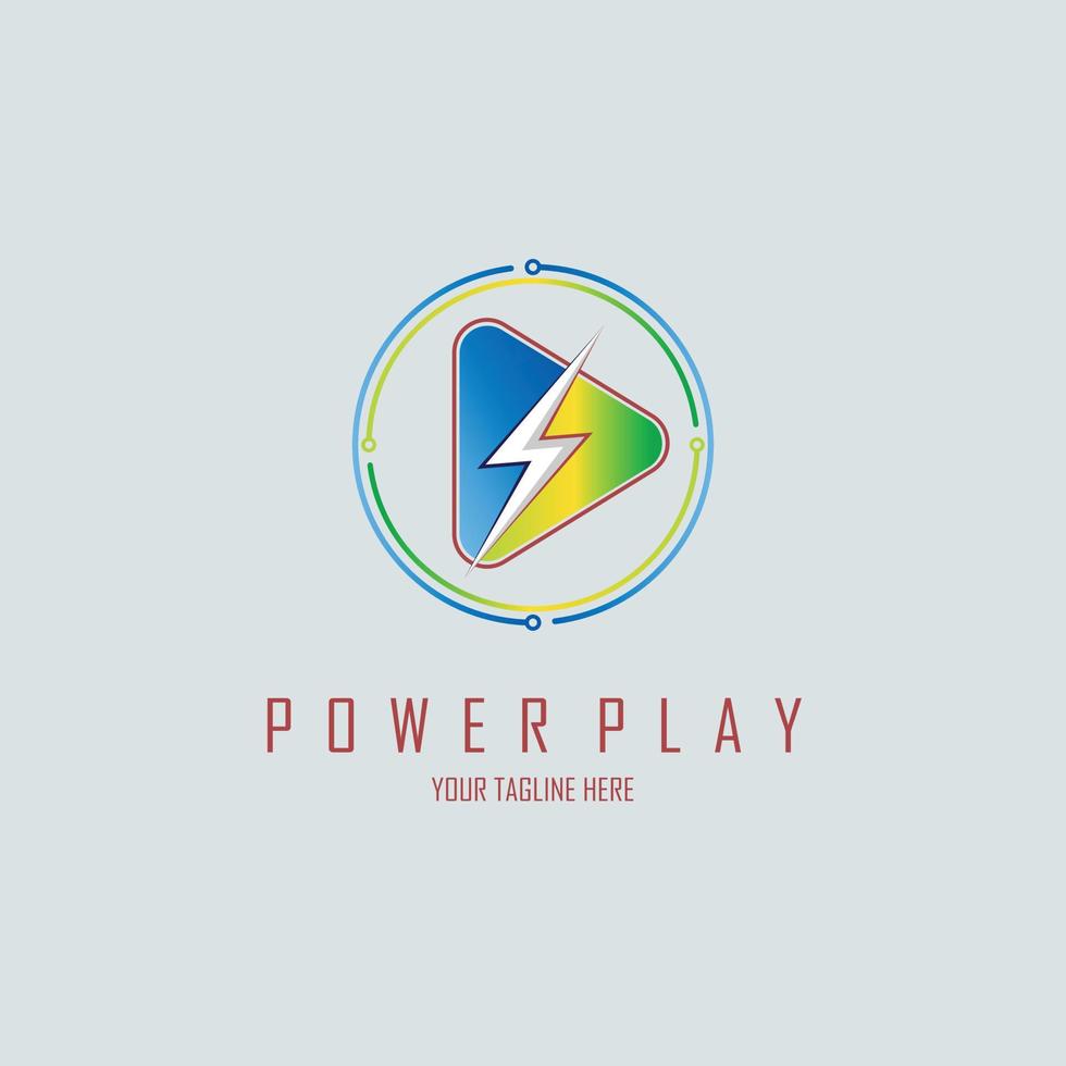 power play triangle logo template design for brand or company and other vector