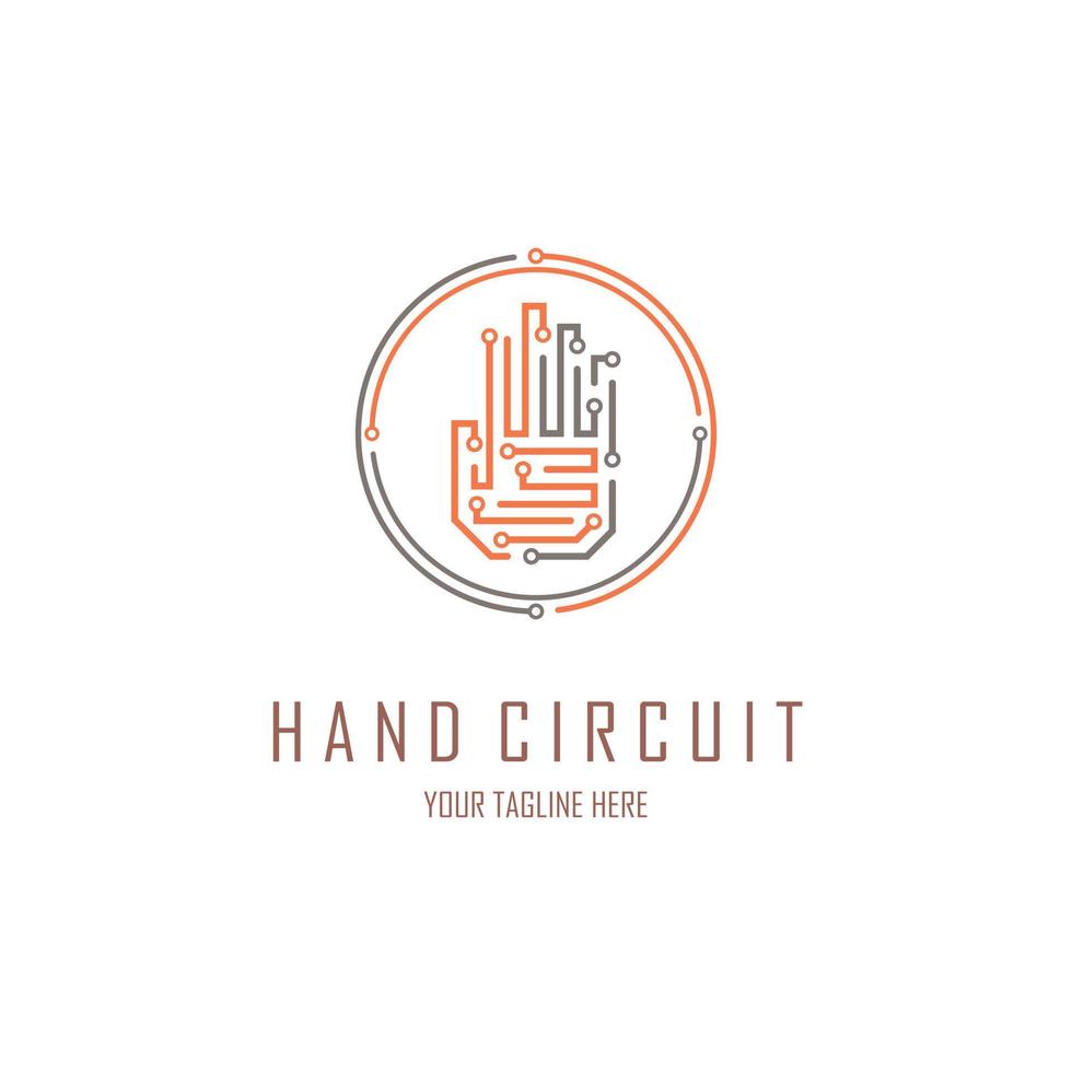 Hand circuit logo line style modern design template for brand or company and other vector