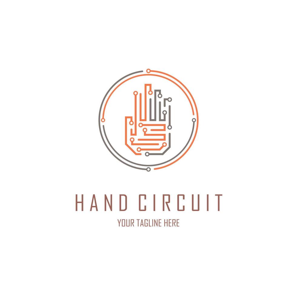 plantilla de diseño moderno de estilo de línea de logotipo de circuito de mano para marca o empresa y otros vector