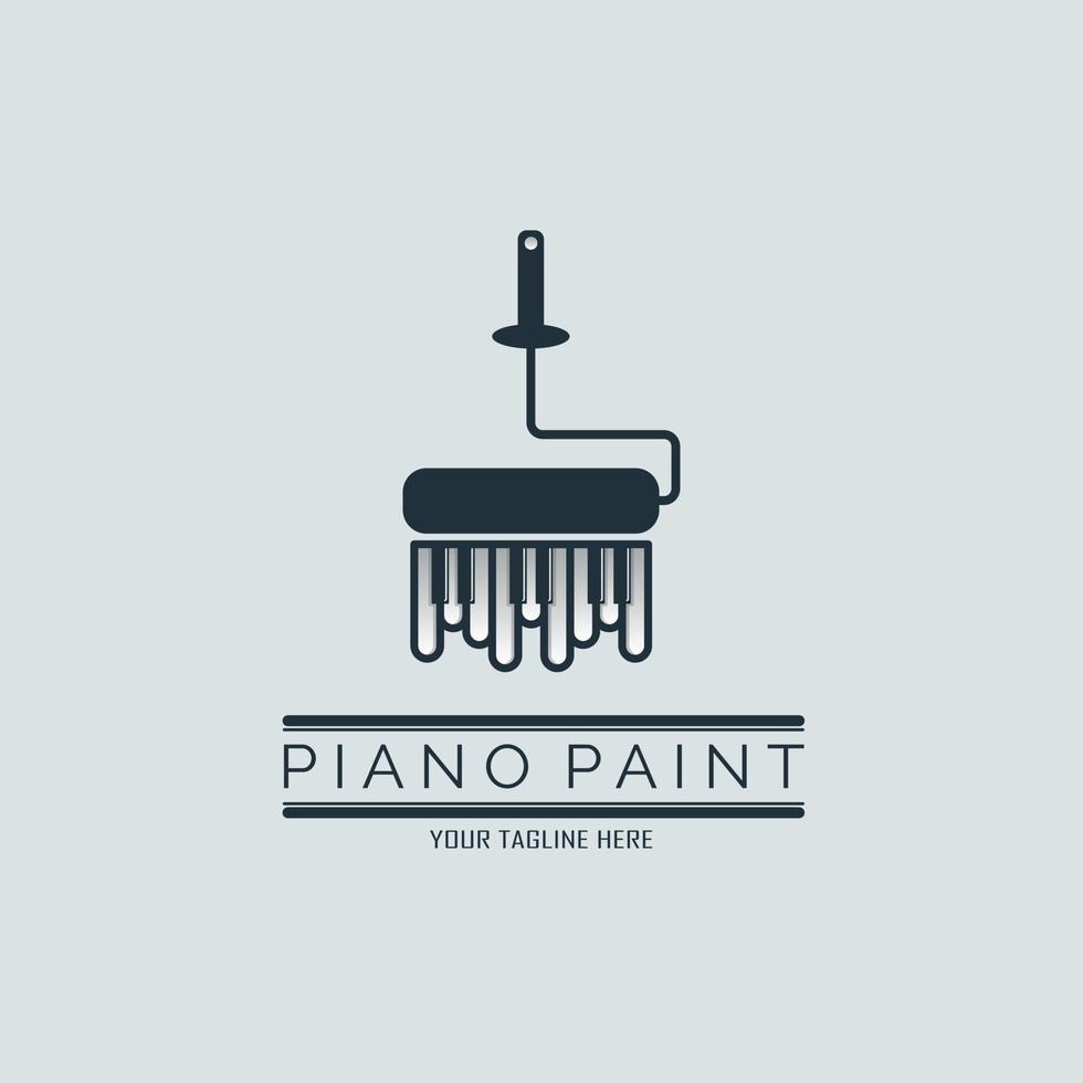 Piano roller brush paint logo design template for brand or company and other vector