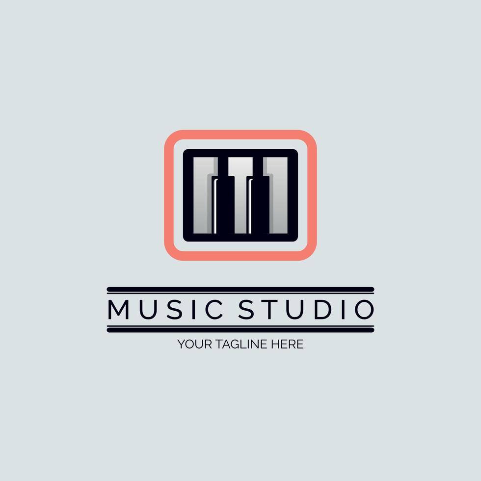 Piano tuts music studio letter M logo design template for brand or company and other vector