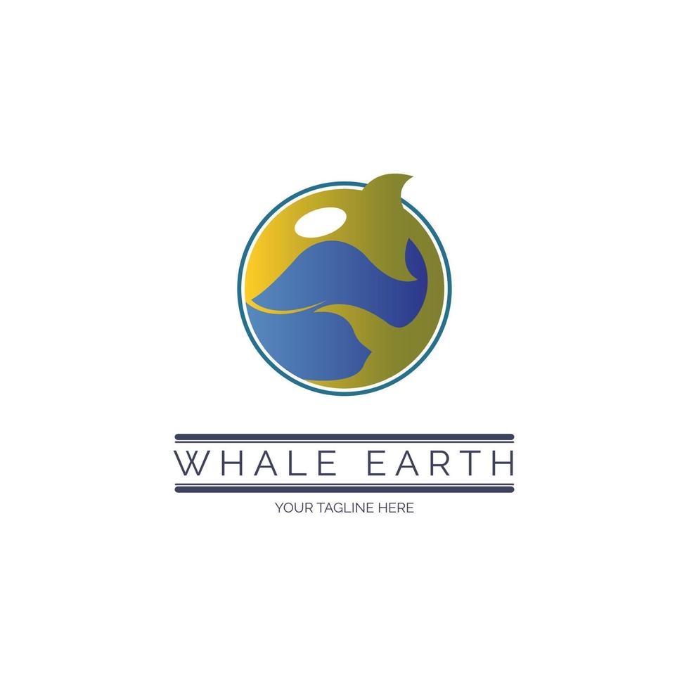 whale earth logo design template vector for brand or company and other