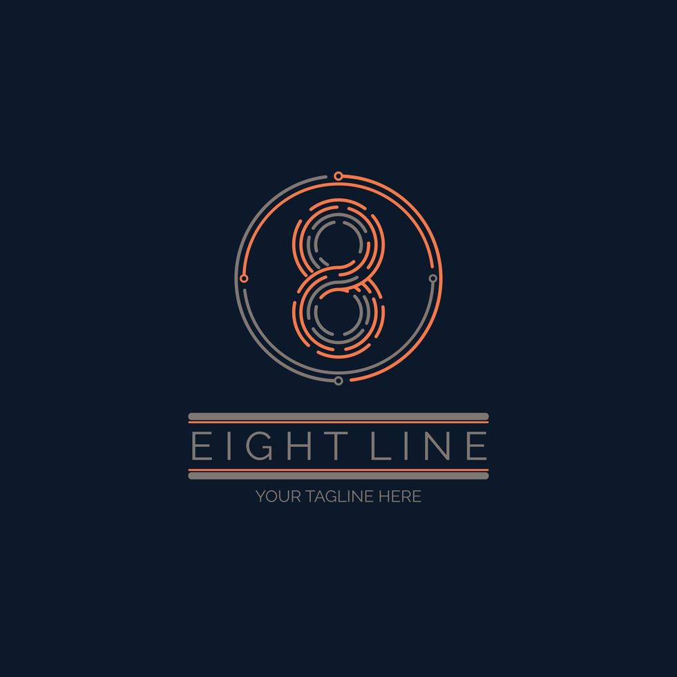 Number 8 line style modern logo design template for brand or company and other vector