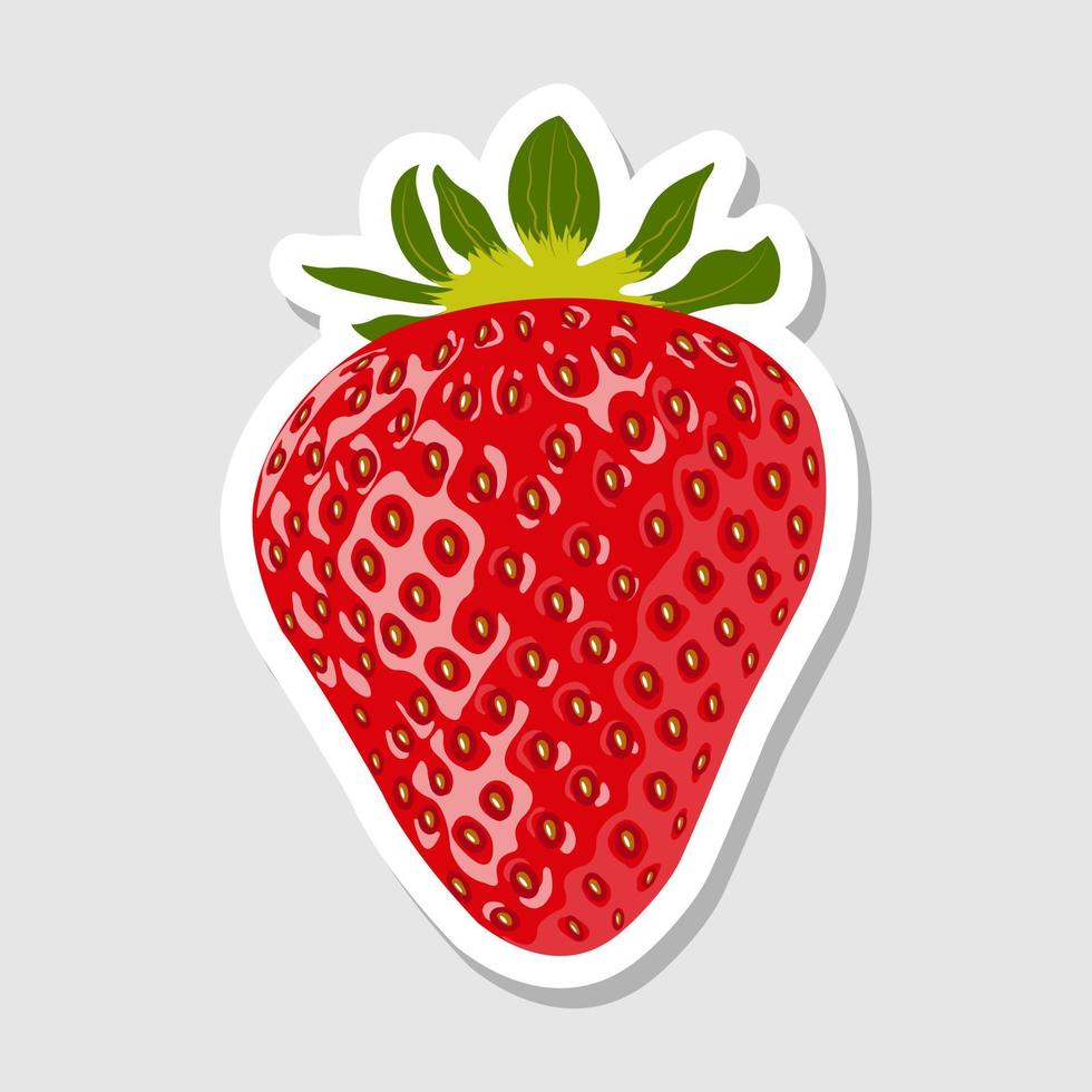 pegatina de estilo plano con fresas rojas. pegatina vectorial icono lindo con fresas. fruta orgánica fresca. vector