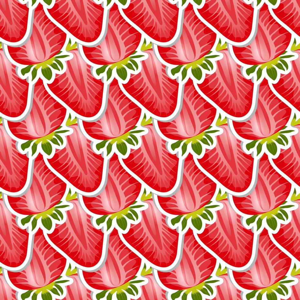 hermoso patrón sin fisuras de piezas de fresa. fondo de bayas vectoriales. fondo rojo fresas maduras orgánicas. vector