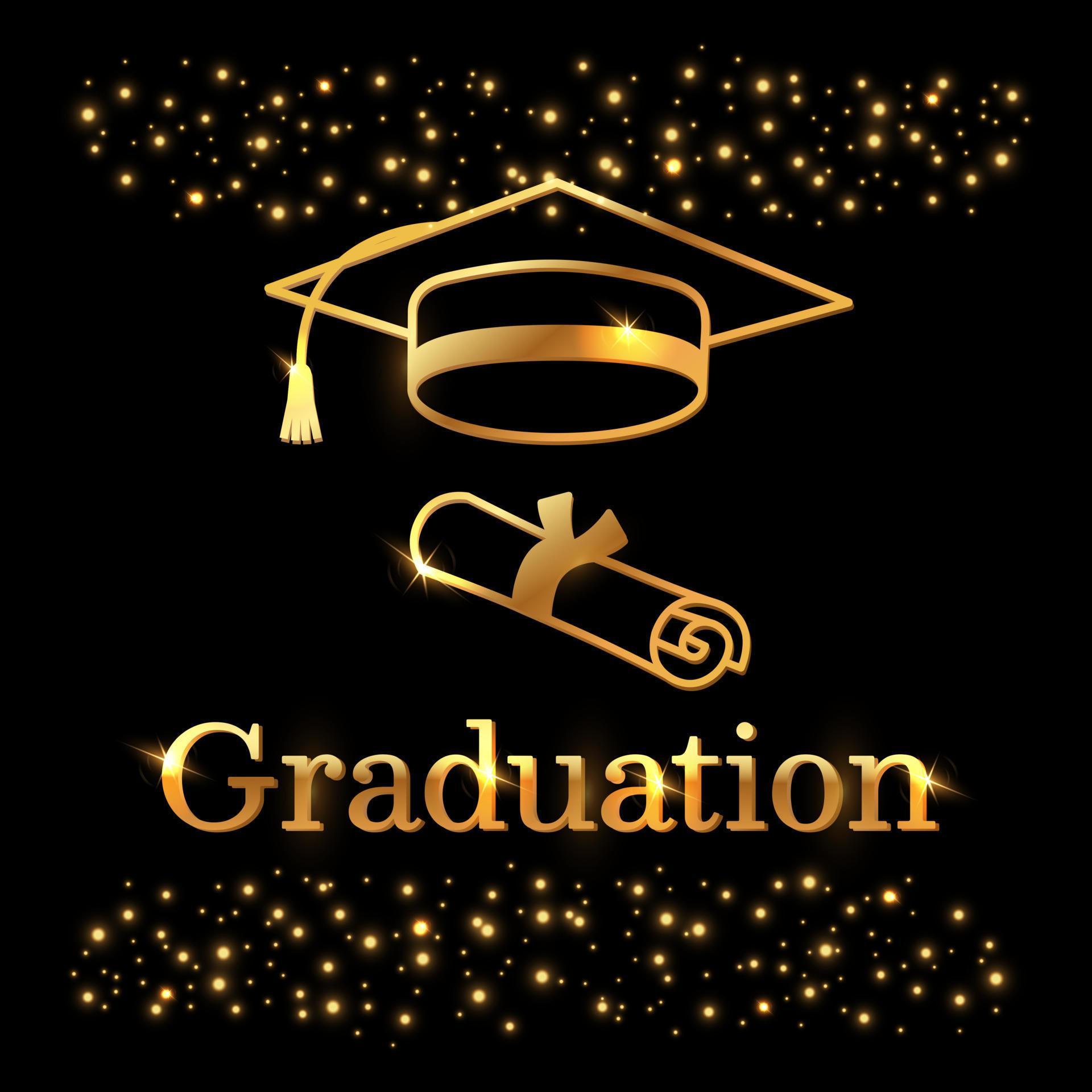 Graduation banner, poster with university or high school cap and ...