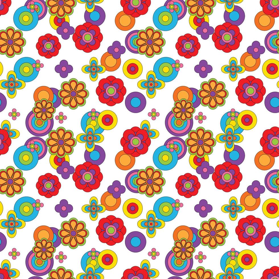Abstract flower groovy psychedelic pattern. vector