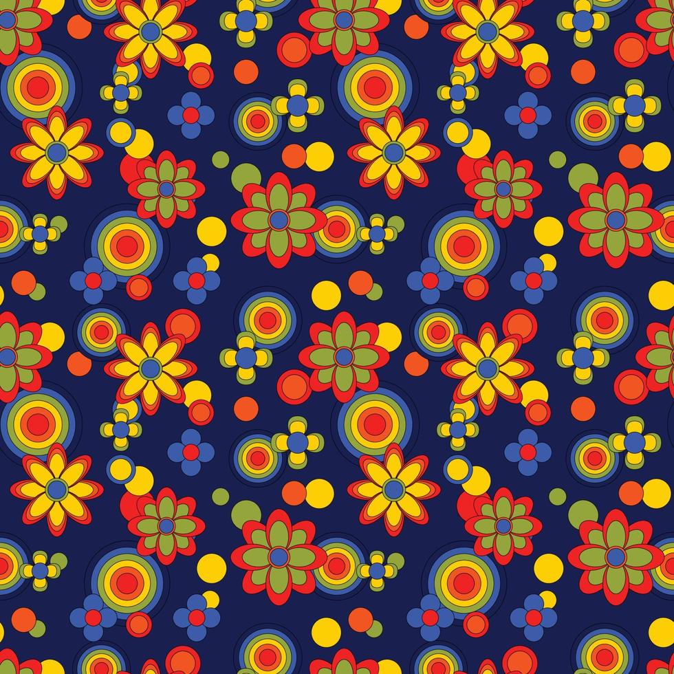 Abstract flower groovy psychedelic pattern. vector