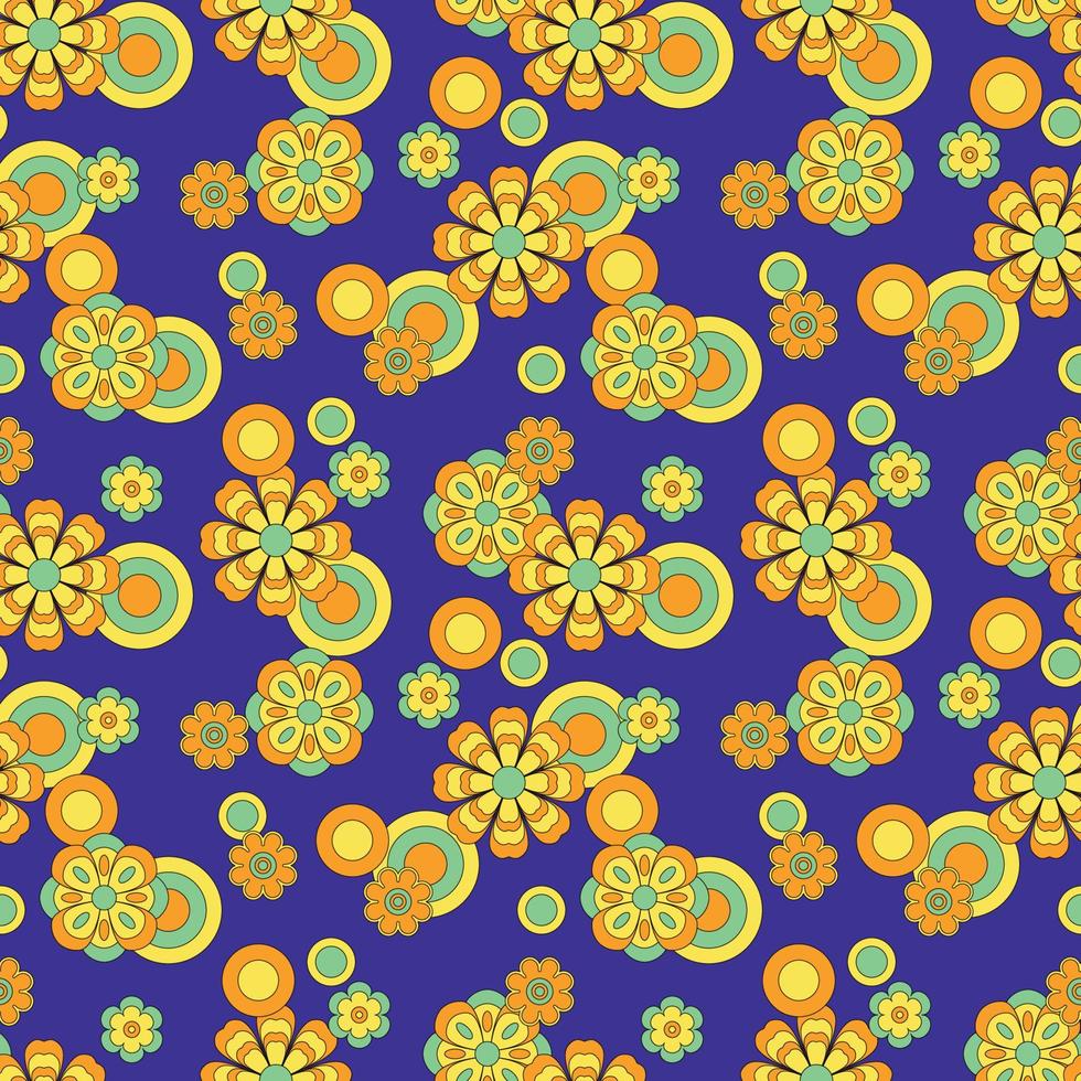 Abstract flower groovy psychedelic pattern. Vector illustration.