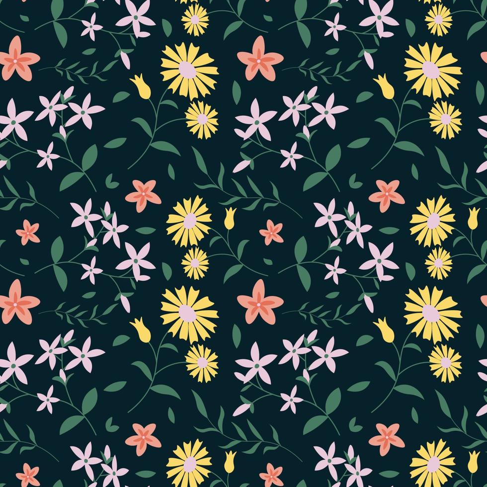 Floral pattern in seamless style. vector
