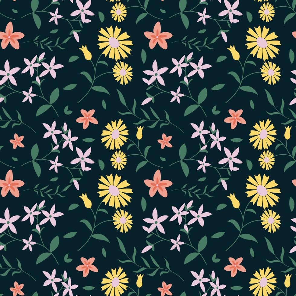 estampado de flores en un estilo impecable. vector