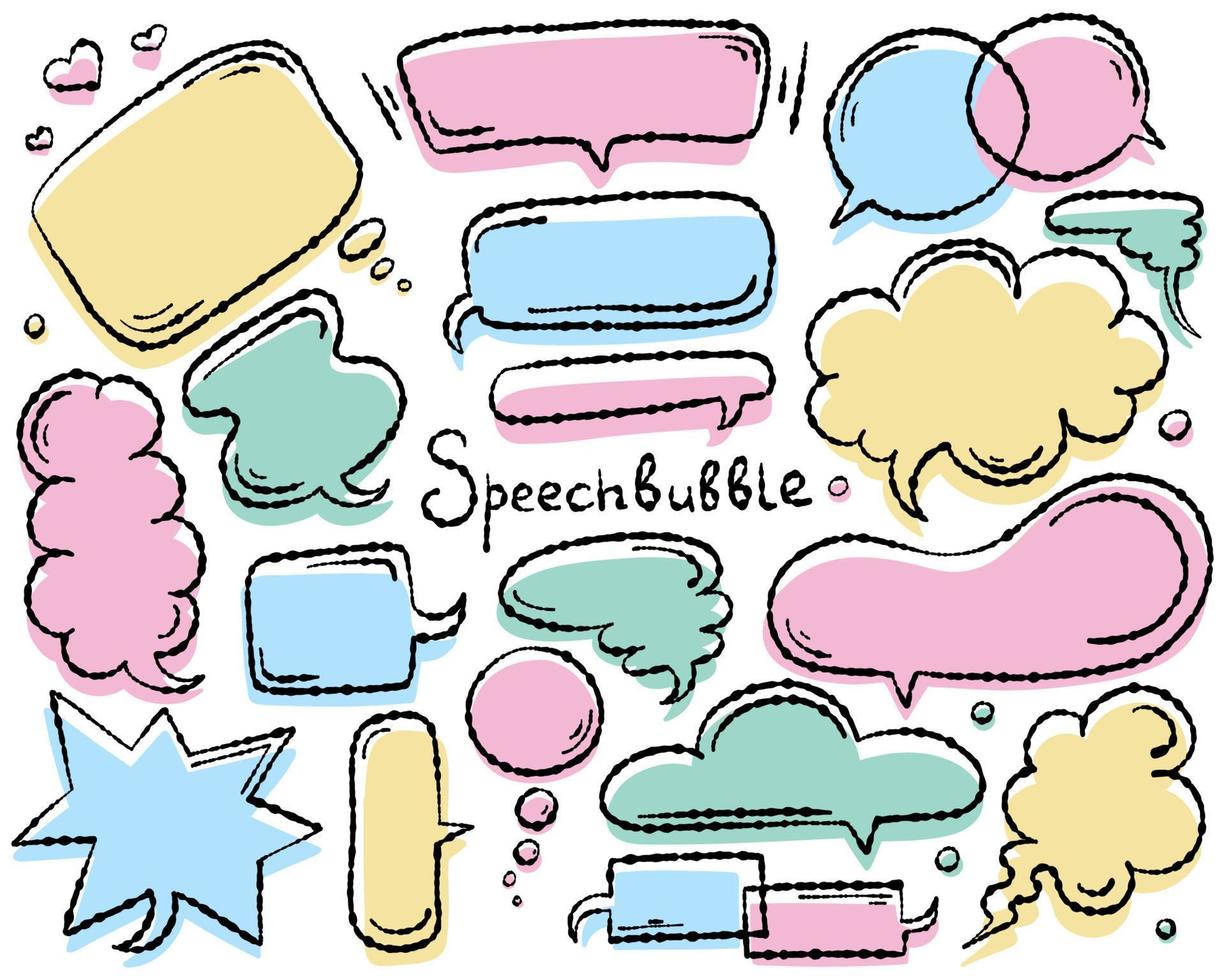 set of empty speech bubbles for comic book. Collection of vector hand drawn speech balloon templates