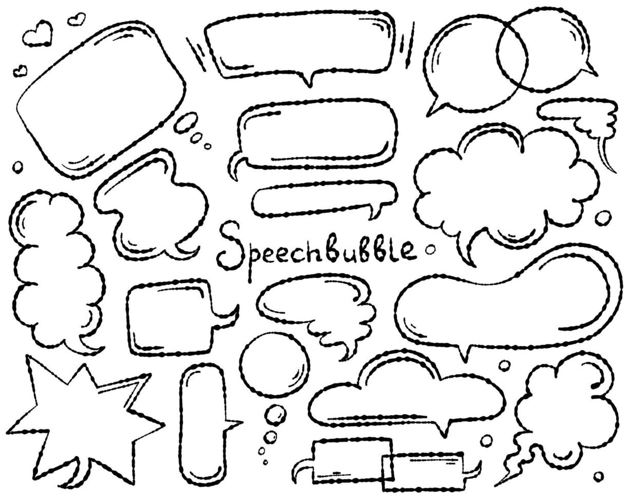 conjunto de burbujas de habla vacías para cómic. colección de plantillas de globo de discurso dibujadas a mano de vector