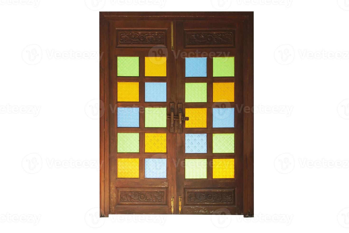Frames and old wooden doors isolated on white background with clipping path. photo