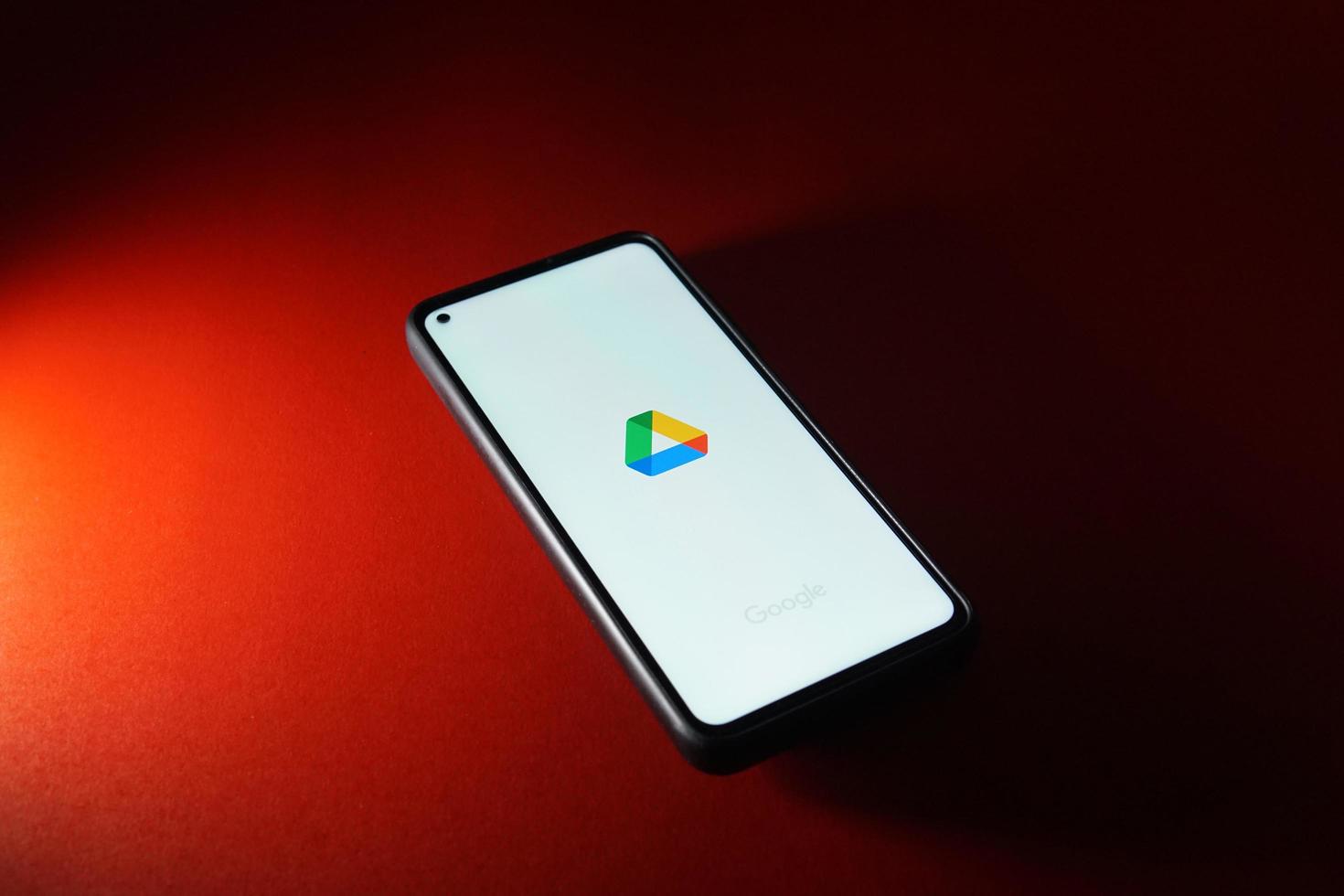 BANGKOK, THAILAND  May 24, 2022 Google drive application logo on smartphone android system. photo