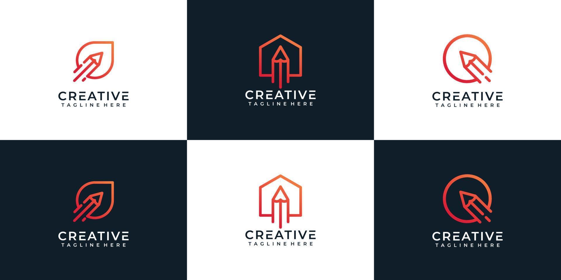 conjunto de colección de concepto de logotipo de lápiz corporativo vector