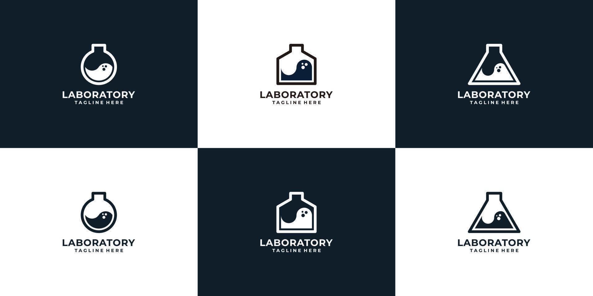 conjunto de logotipo de ciencia de laboratorio vector