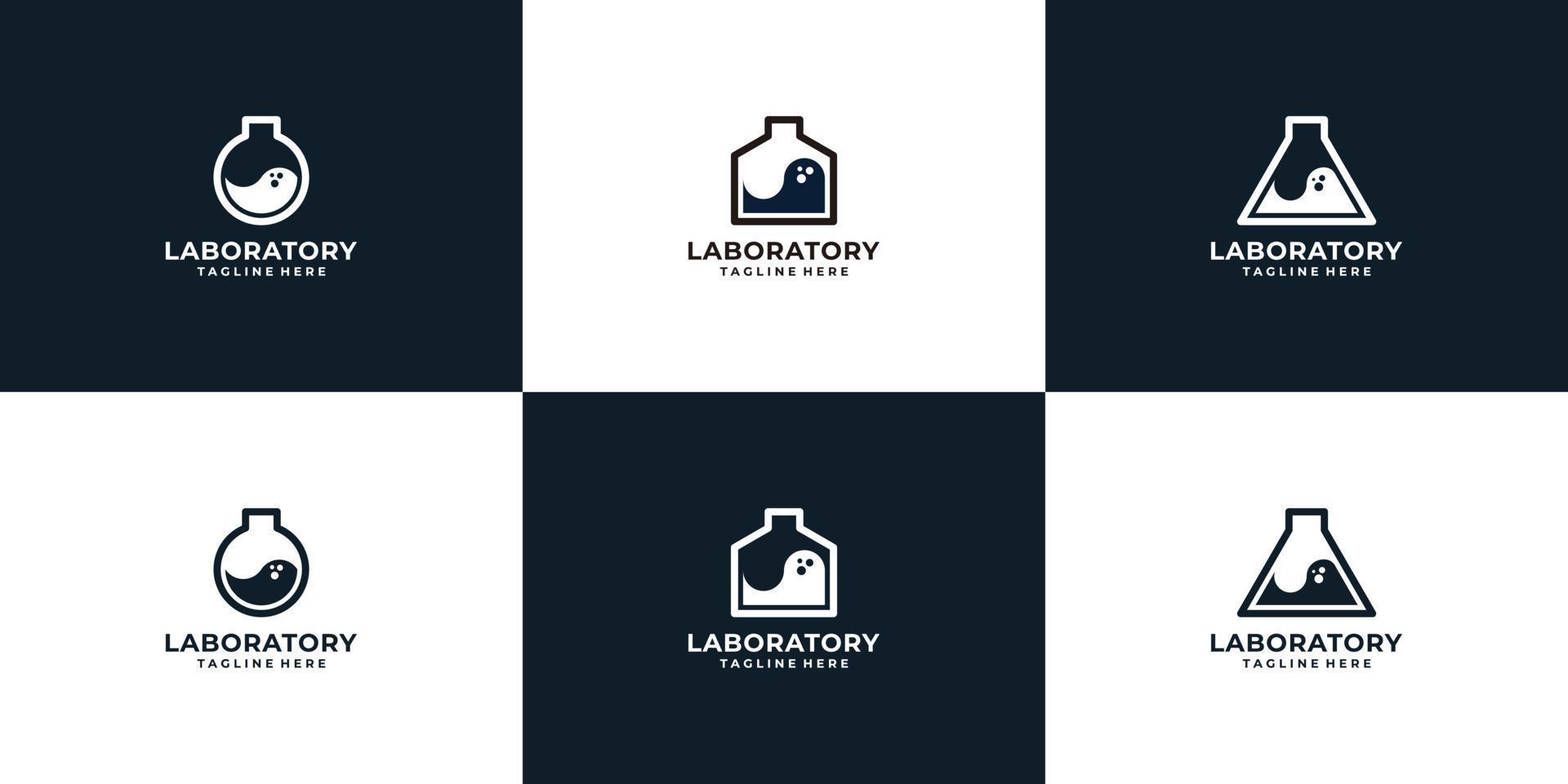 Set of laboratory science logo vector