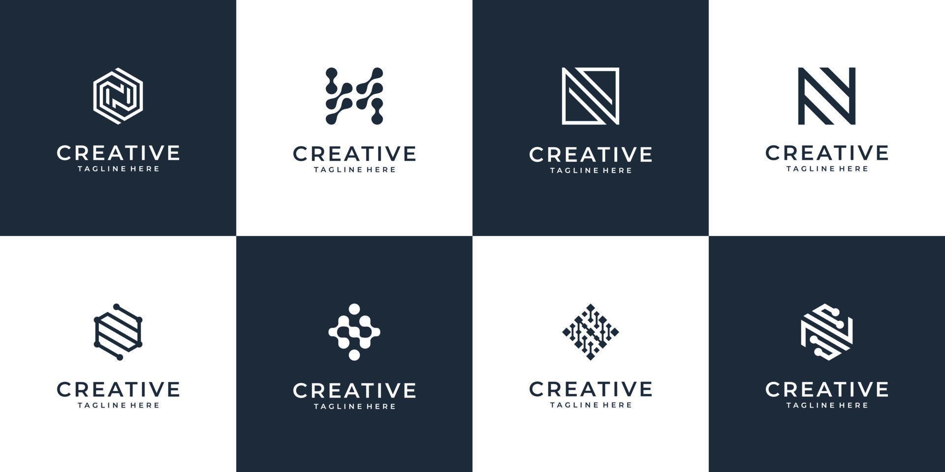conjunto de colección de diseño de logotipo de letra n vector