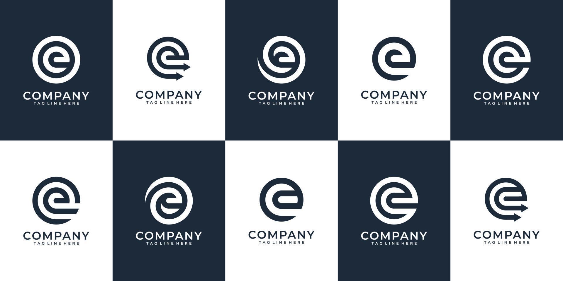 conjunto de paquete de concepto de logotipo de letra e corporativa vector